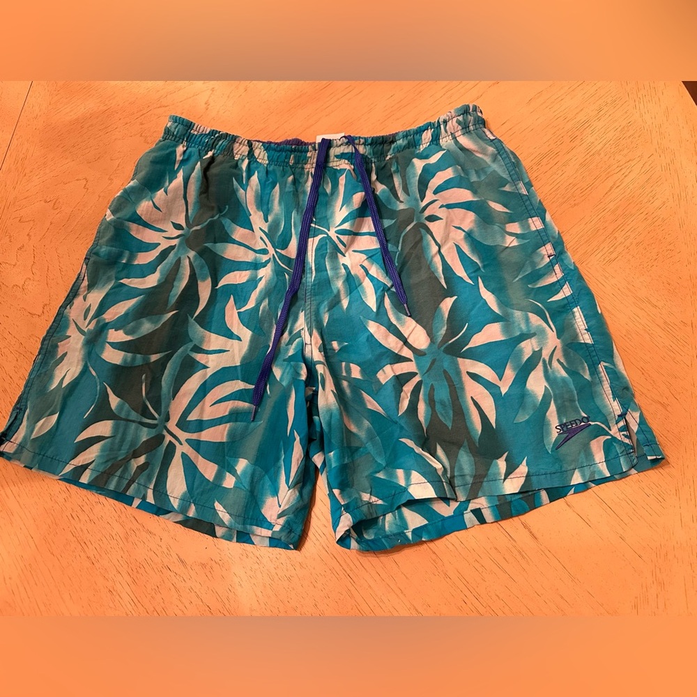 VTG 90's Speedo Men's Nylon Logo Swim Trunks Mesh Lined Drawstring MEDIUM